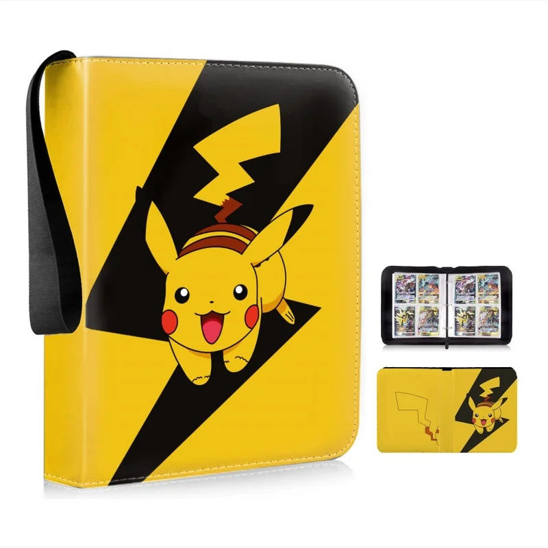 400PCS Monster Card Album Pokemones Card Clip Anime Album Classic Portable Storage Card Book Waterproof Children's PU Card Book