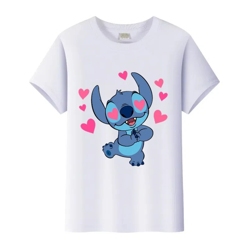 

Женская футболка с рисунком Лило Стич Диснея, летняя белая футболка с короткими рукавами Y2K, женские топы, детские футболки, мужские блузки, подарок