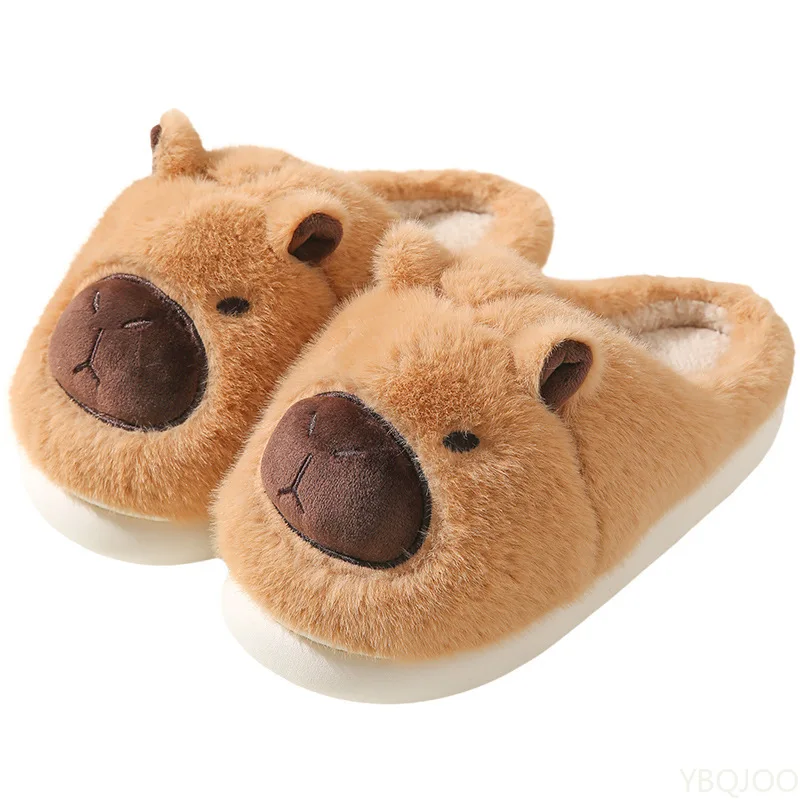 Herbst und Winter Outdoor Wear Pelzigen Dicken Sohlen Indoor Hause Mädchen Hausschuhe Cartoon Tier Plüsch Nette Warme Baumwolle Hausschuhe
