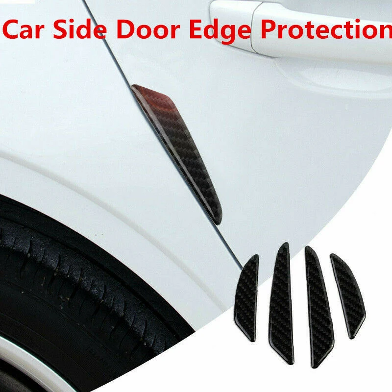 4pcs Car Door Edge Anti-collision Protector Bar Stickers Universal Carbon Fiber Car Door Side Edge Guard Protection Trim Sticker