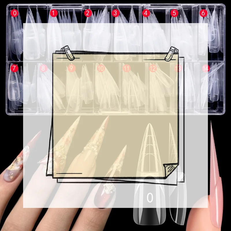 

150 шт. многоразовых 3D-форм для наращивания ногтей с разметкой, полноразмерные, для французского маникюра