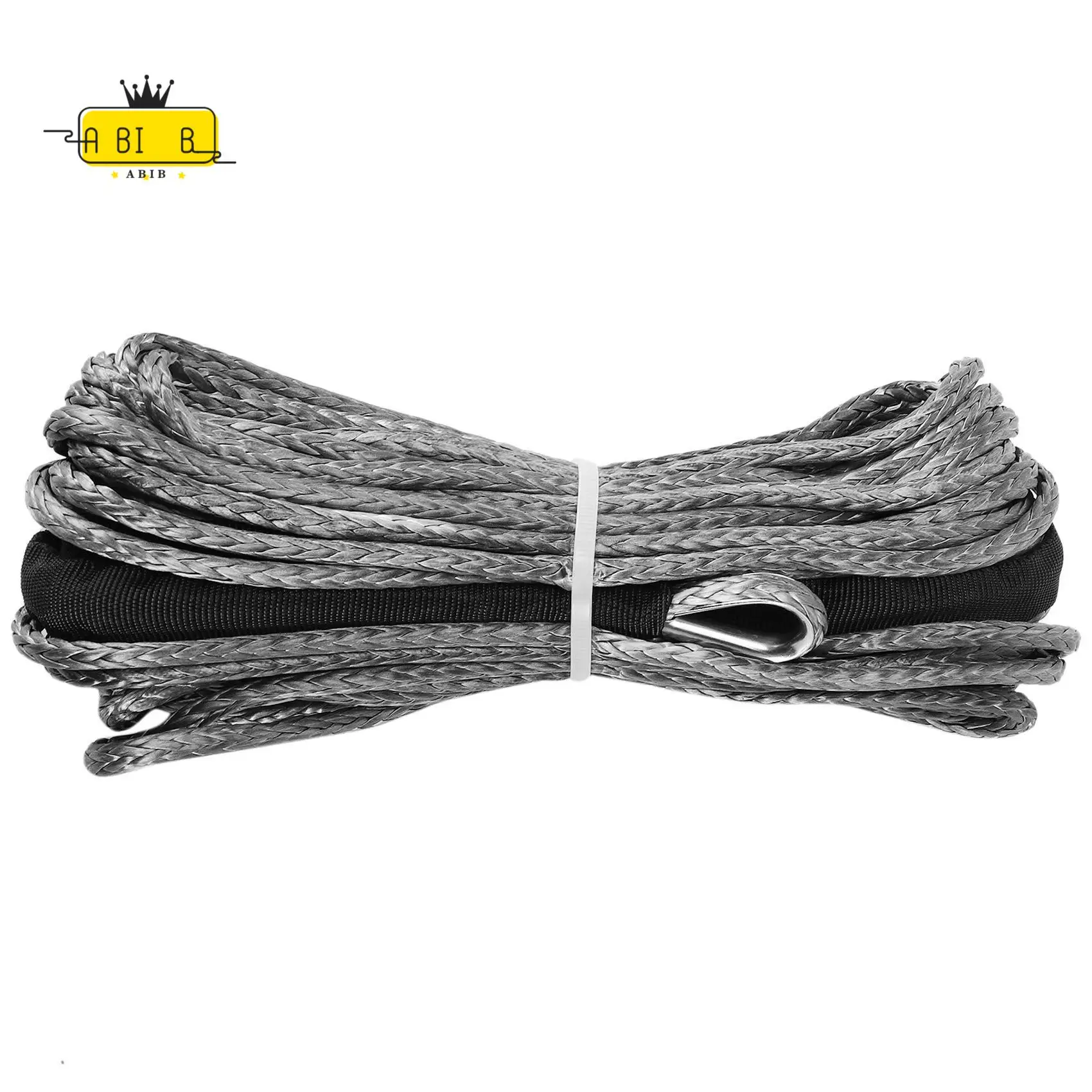 ABIB -3/16 Inch X 50 Inch 7700Lbs Synthetic Winch Line Cable Rope With Protecing Sleeve For ATV UTV (Grey)