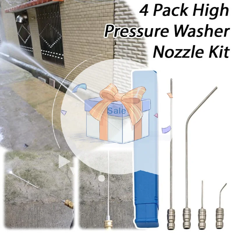 4Pcs High Pressure Needle Nozzle Straight/Side Jet Cleaning Nozzle Water Blaster For AC & Car Washer Tanks Gap Deep-Cleaning