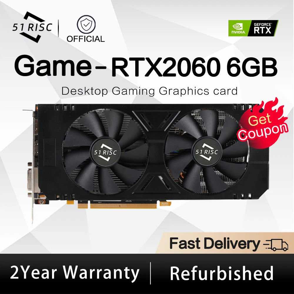 컴퓨터 사무실 구성 요소 비디오 카드 게임용 그래픽 카드, SHELI 51RISC GeForce RTX 2060, 6GB GDDR6 PCIE16, RTX2060 6G