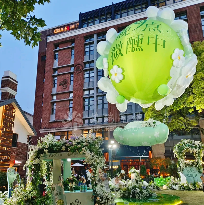 Custom Green Inflatable Helium Balloon for Brand Activities & LED Advertising for Parade & Event Decorative Purpose