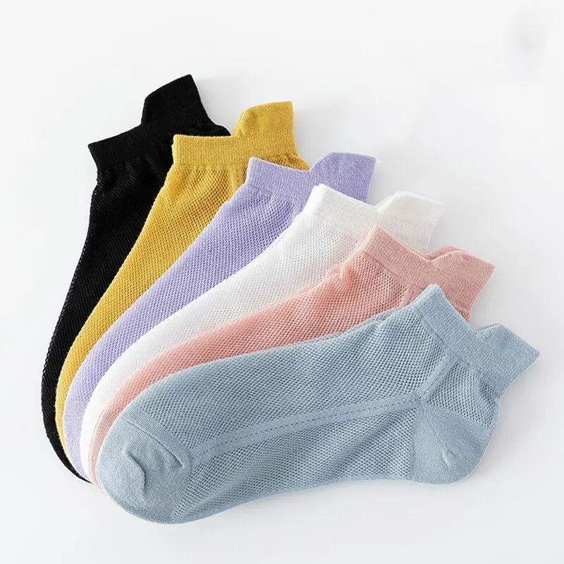 6 Pairs Women\'s Breathable Mesh Short Socks for Summer, Prevent Chafing and Sweat Breathable and Comfortable Sports Socks