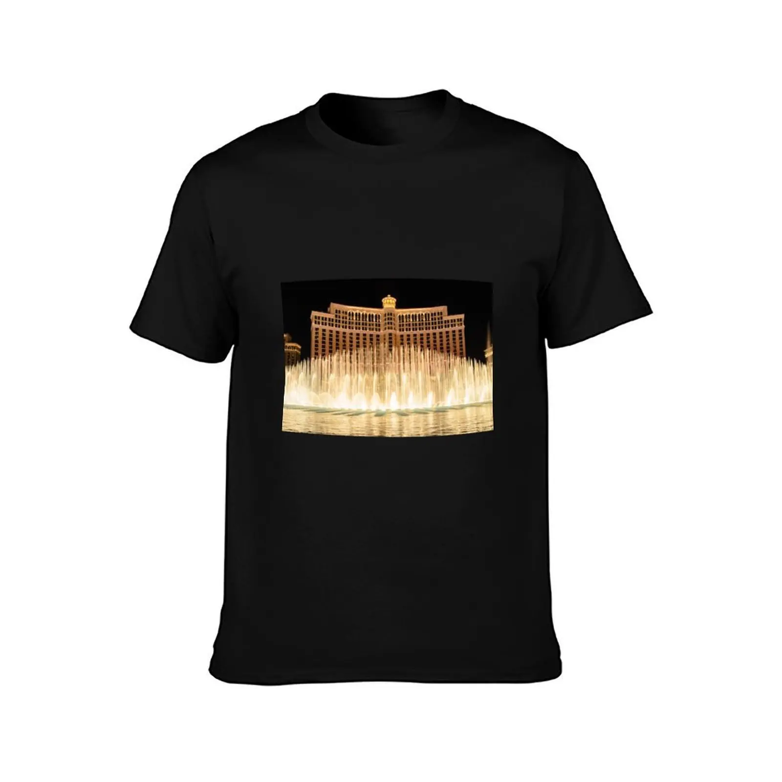 The fountains at Bellagio T-Shirt, Summer Casual Cotton Tee, Oversized Streetwear Tops, Vintage Graphic Print, Unisex Men Women