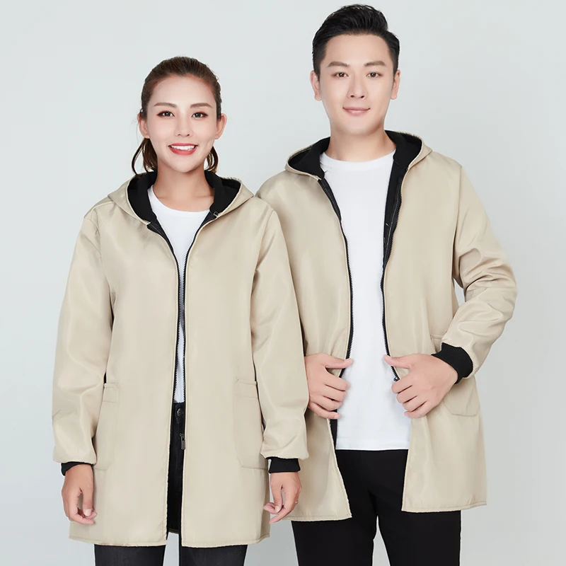 

Thiened Fce Work Coat Long Waterproof Oil-resistant Movable Labor Protection Clothing Durable Overcoat Casual Sle