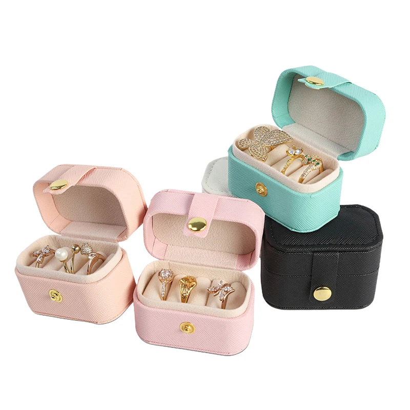 

Mini Portable Jewelry Display Gift Box Storage Bag Travel Simple Leather Or Velvet Ring Necklace Earrings Storage Box Organizer