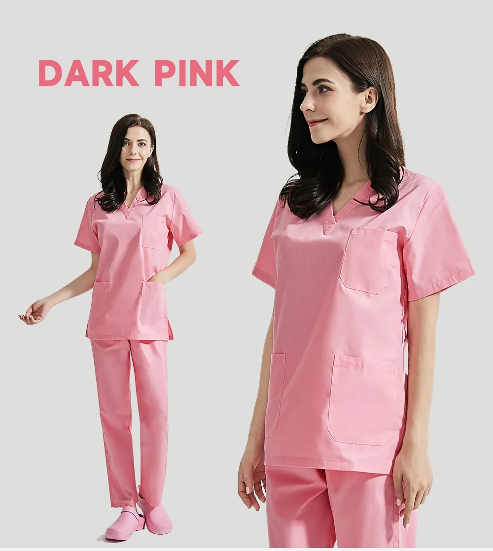 High Quality Nursing Scrubs Women Uniforms Pet Grooming Scrub Set Short Sleeved V-neck Top And Pants Doctor Surgery Work Clothes