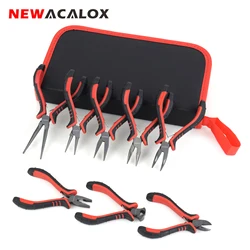 NEWACALOX 8Pcs Mini Pliers Set Jewelry Making Beading Wire 4.5 Inch Wire Cutter Pliers Manual Diagonal Pliers DIY Plier Set