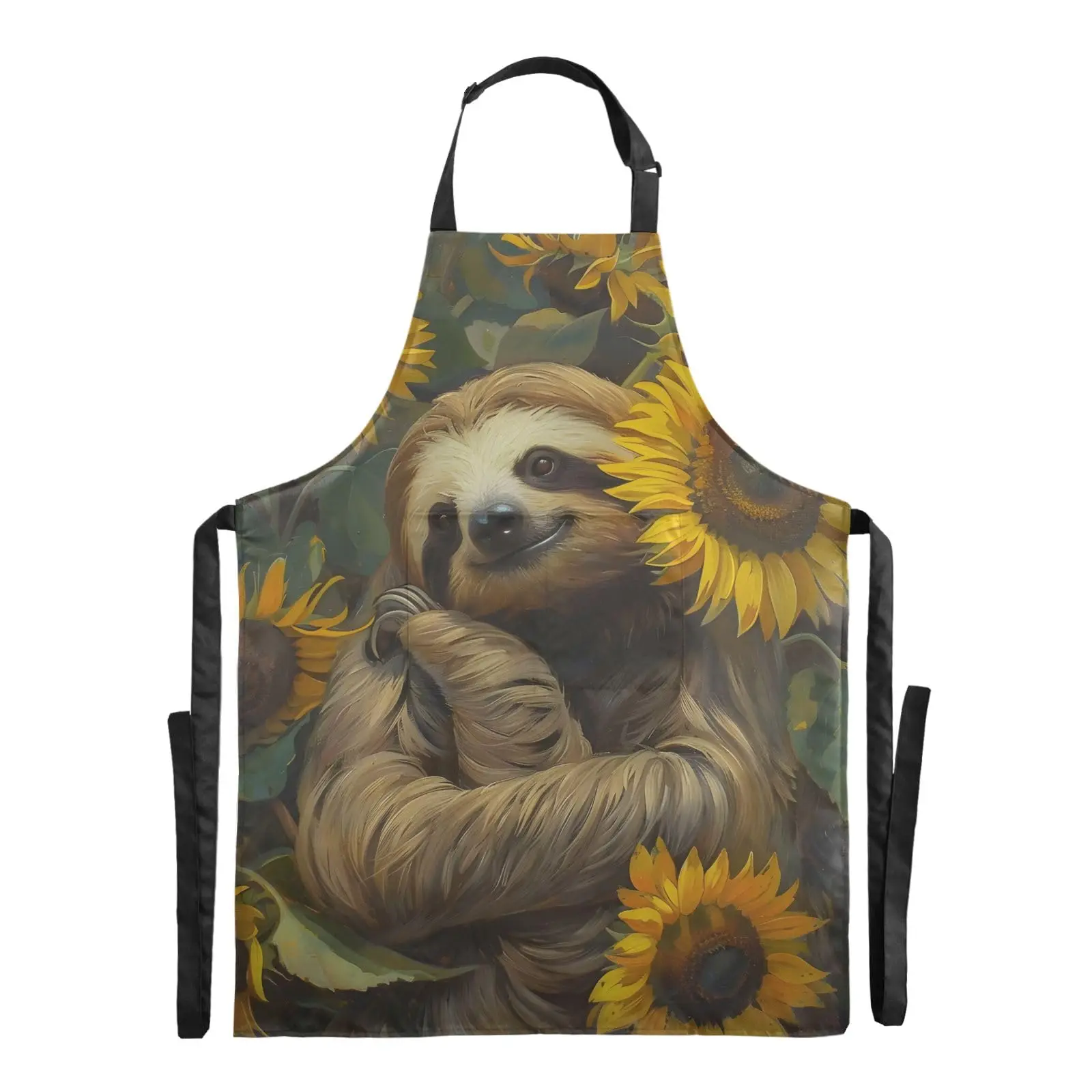 

Kitchen Aprons for Cooking Men with Pockets Waterproof Apron Sloths Sunflowers Bib Adjustable Baking Work