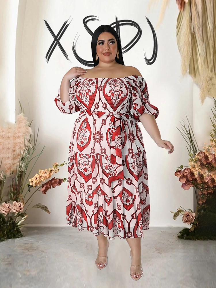 Plus Size Sommerkleider hohe Taille elegante und schöne Damen kleider von der Schulter sexy Low-Cut-Kleid Großhandel Drops hipping