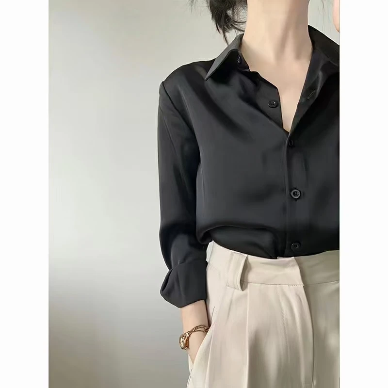 Long Sleeve Chiffon Blouse Shirts Women Blusas  Solid Color Office Lady Wear Simple Korean Fashion Tops Elegant Female Clothes