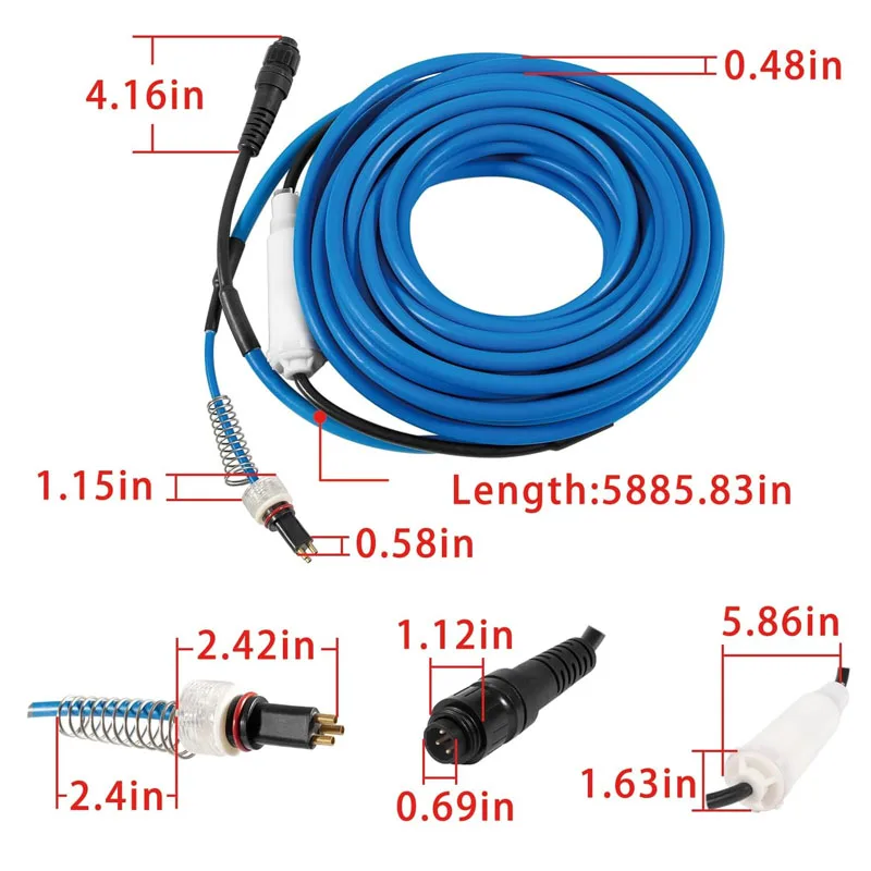 9995872 DIY Cable 3 Wire Assy w/Swivel, Robotic Pool Cleaner Parts Replacement Cord Fit For Maytronics Dolphin Deluxe 5, Triton,