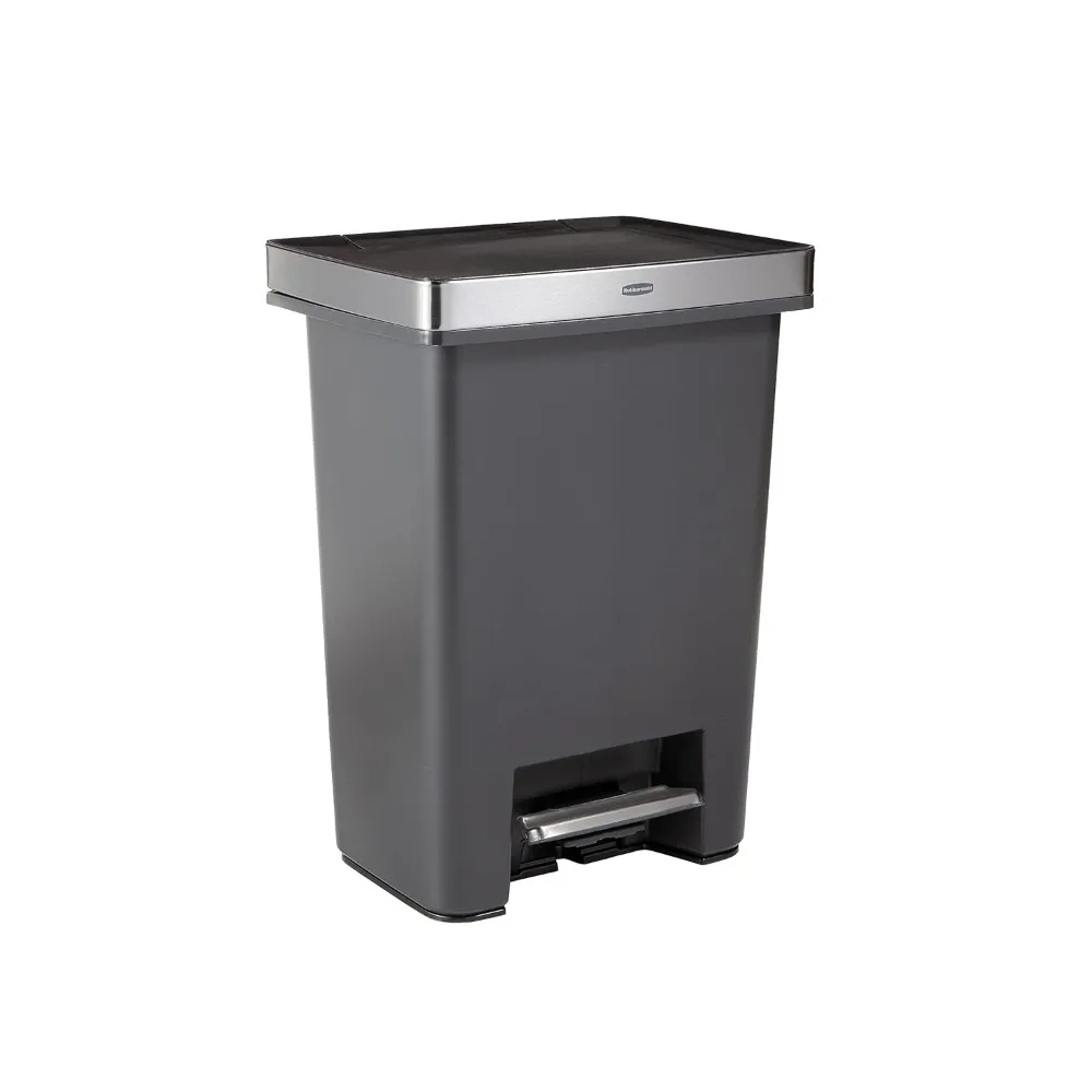 

Premier High-Capacity Step-On Trash Can, 19 Gallon, Single or Dual Stream Trash or Recycling, Charcoal, Stainless-Steel Rim, Li