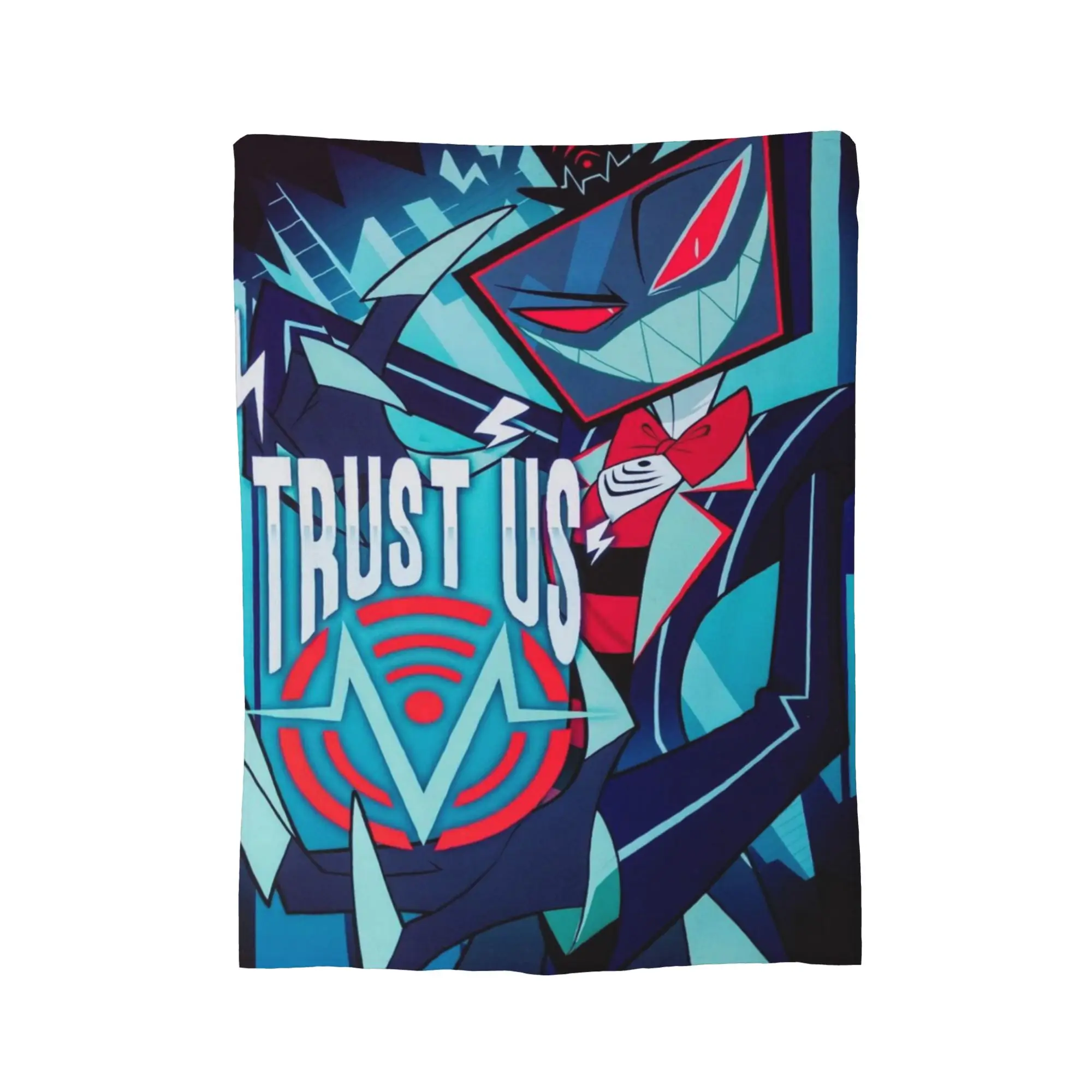 Hazbin Hotel Alastor Throw Blanket Trust Us Design Soft Fleece Anime Fan Gift Cartoon Art Decor Bedroom Living Room Cozy