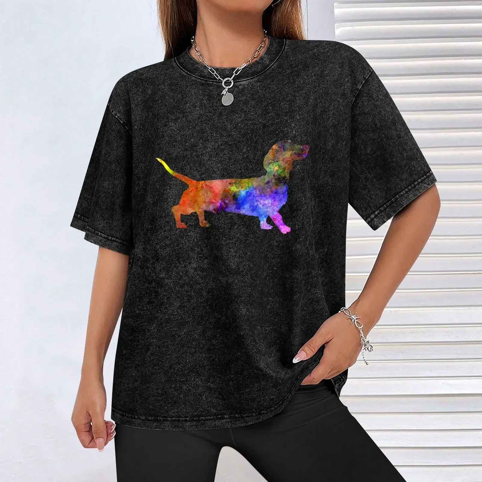 تي شيرت Dachshund 01 بألوان مائية قصيرة تي شيرت قطني للرجال ملابس أشياء رخيصة تي شيرت قطني للرجال #4