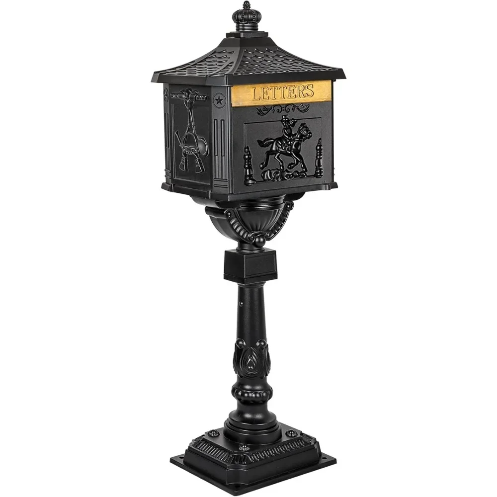 

Mailbox Cast Aluminum Black Mail Box Postal Box Security Heavy Duty New