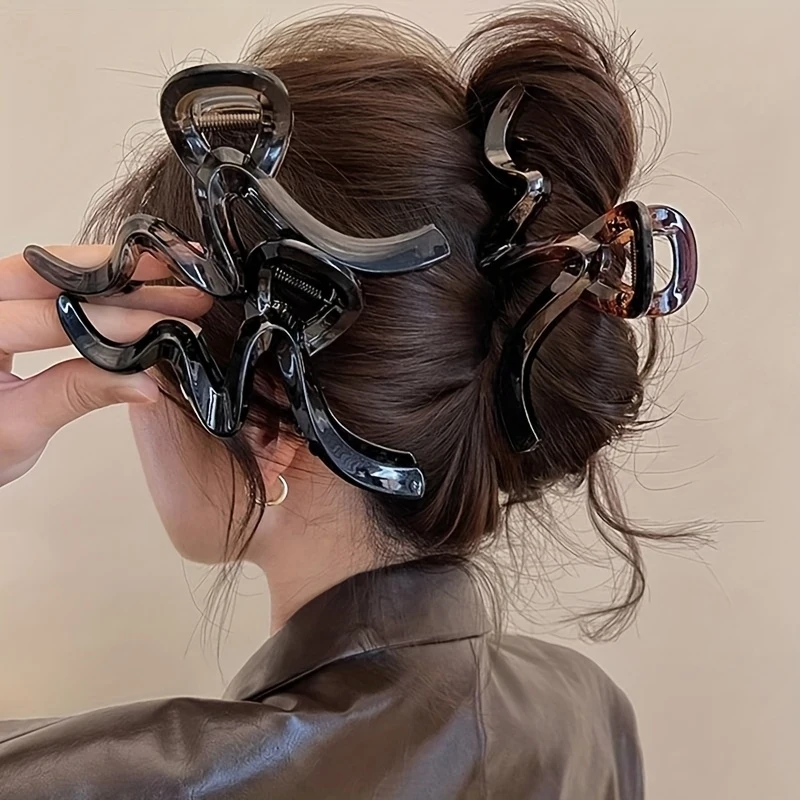 1 Acrylic Wave Hair Clip For Women - Fashionable And Elegant Hair Accessories - Hair Claw Headband - Hairstyle Shark Clip Gift image 3