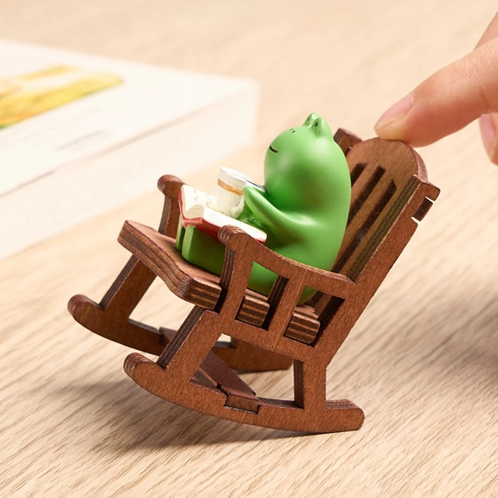 1PC Frog Rocker Chair Cute Japanese Healing Small Decoration Office Desktop Decoration Car Center Control Decoration