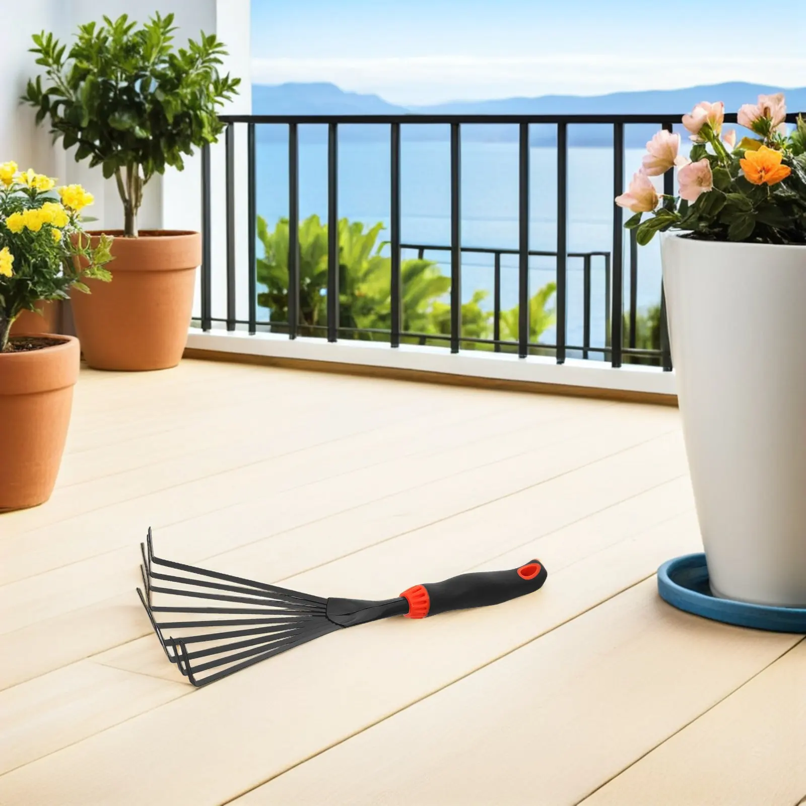 2Pcs Garden Rake Fine Tooth Steel Handle Multi Purpose Leaf Rake for Yard Lawn Shrub Clearing Debris Cleanup Efficient Gardening