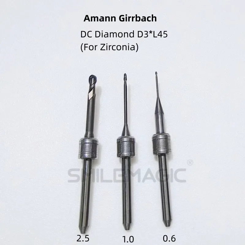 Dental Milling Burs D3 Amann Girrbach For Zirconia Dental Lab Milling Machine Grinding Material Drills Tool 2.5/1.0/0.6