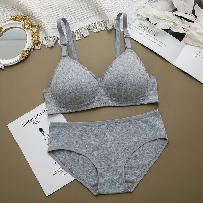 High Quality Women Seamless Bra Set Sexy Low Waist Panties Wire Free Bralette Lingerie Brassiere Cotton Female Underwear Set