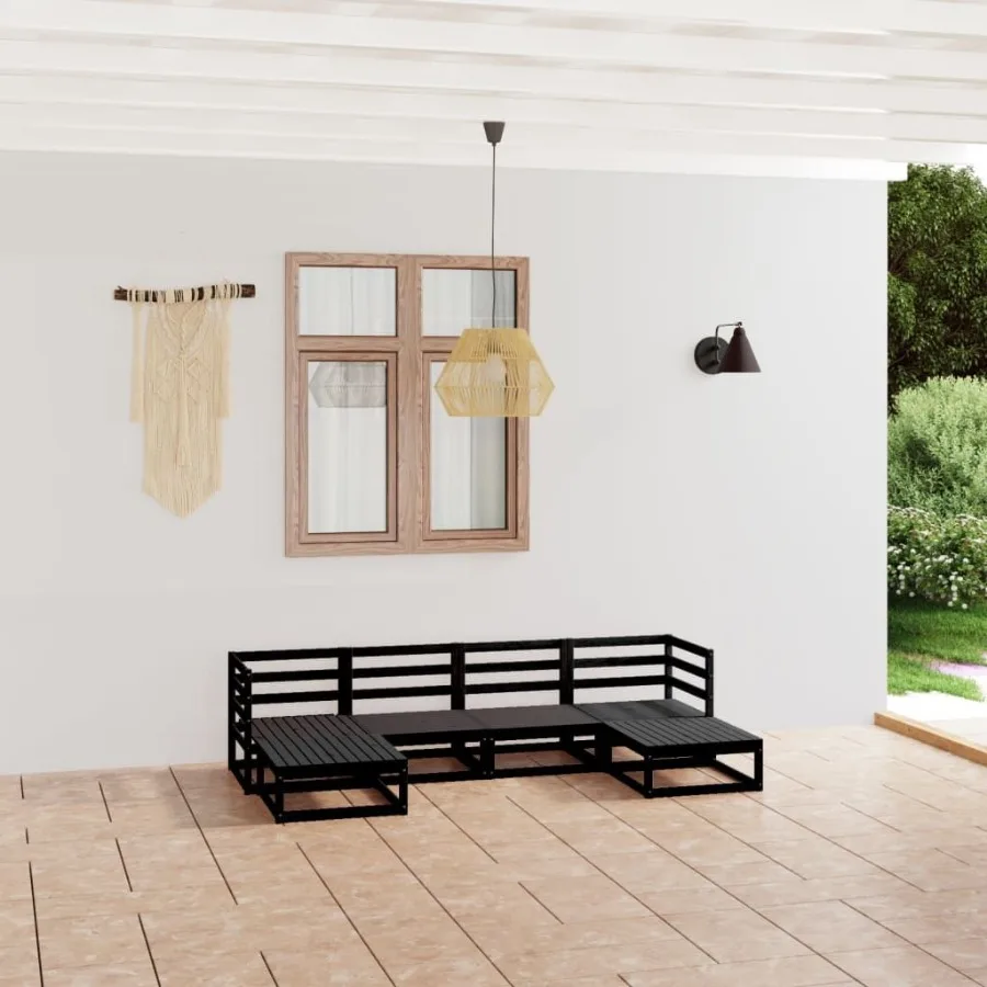 

6 Piece Patio Lounge Set Solid Pinewood