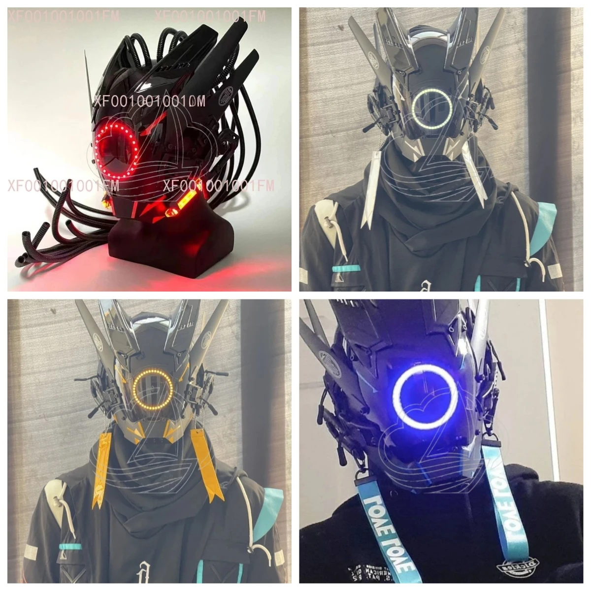 

Tactical Mecha Predator Helmet, Luminous Full-Face Headgear for Men, Halloween Cosplay Party Costume Props
