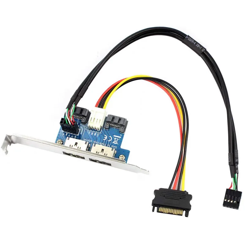 Dwuportowa karta rozszerzeń SATA do eSATAp Power Over eSATA, płyta główna 2 x ekspander SATA i USB 2.0 z pokrywą gniazda PCI — zdjęcie produktu 4
