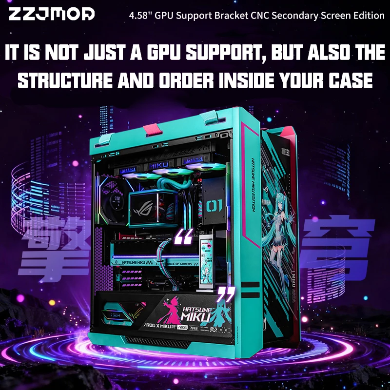 ZZJMOD 4.58-Inch GPU Holder Sub-screen Visual Monitoring Adjustable Horizontal Vertical Colorful Information Screen for PC Case - view 5