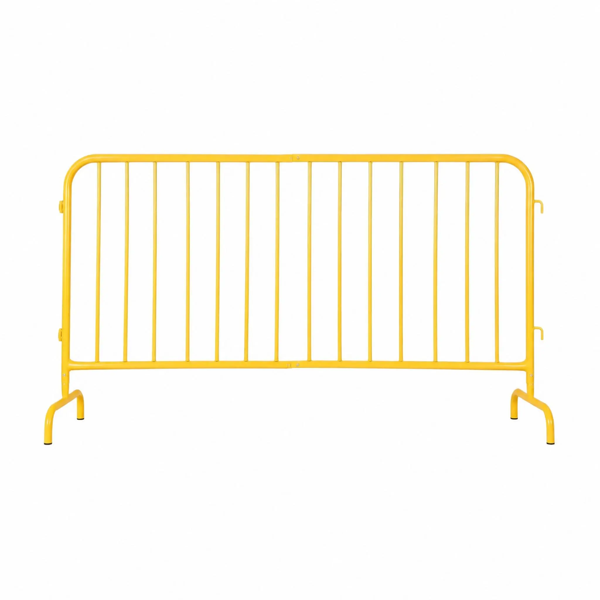 6.5 ft Heavy Duty Galvanized Steel Barricade, Interlocking Crowd Control Barrier with Bridge Feet Base, Portable Metal Safety Fence for Indoor & Outdoor Events, Concerts, Parades & Roadways