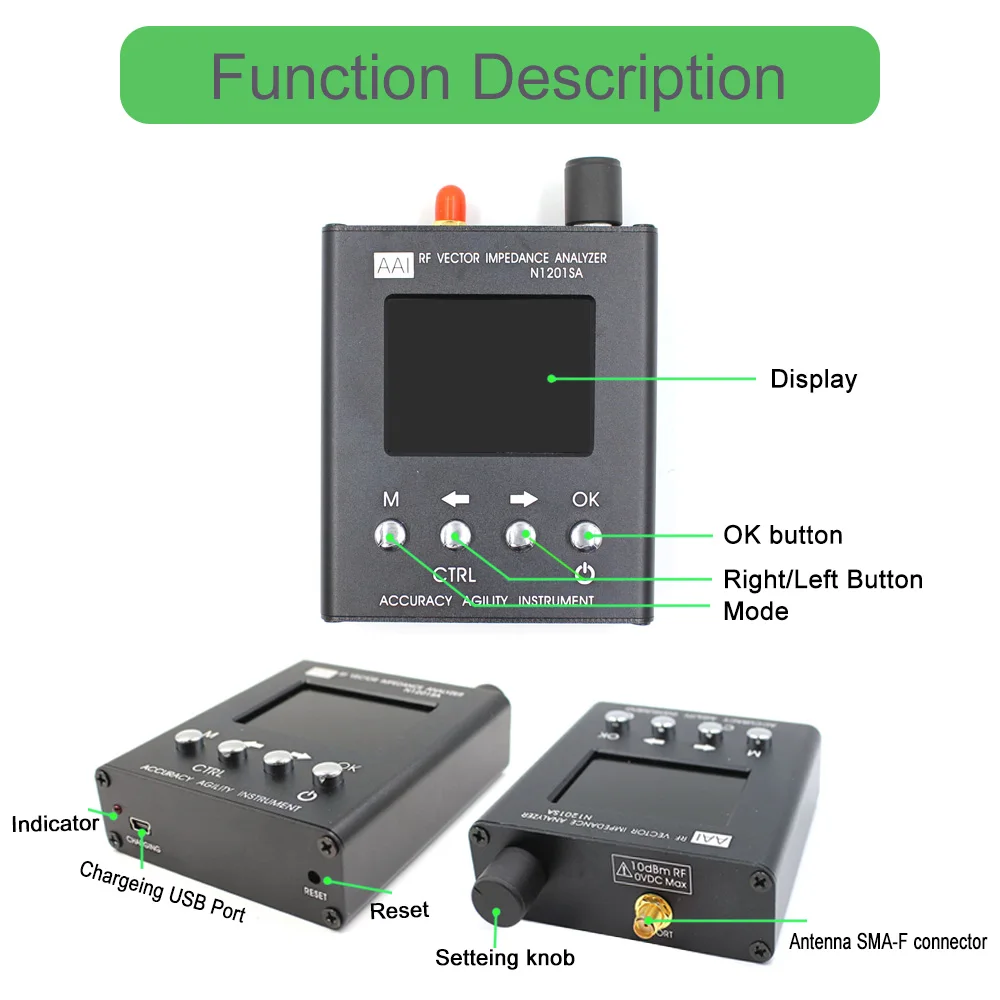 Imagem -05 - Swr Medidor Tester com Liga de Alumínio Shell uv rf Antena Analyzer Reactância Resistência Impedância N1201sa Mais 34.375mhz2700mhz