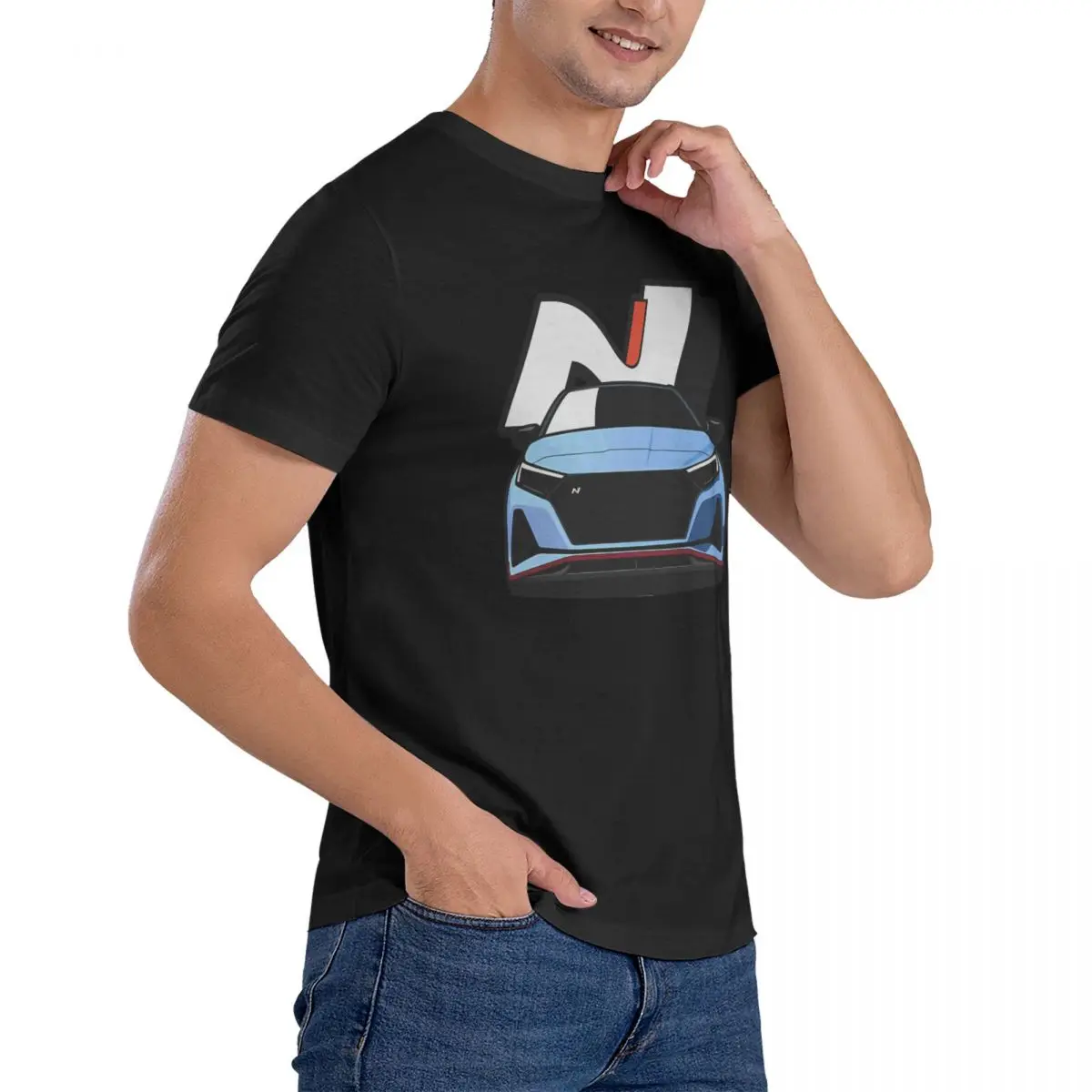 Męska koszulka Hyundai I20N szalony koszulki bawełniane z krótkim rękawem Hyundai T Shirt wycięcie pod szyją ubrania dla dorosłych