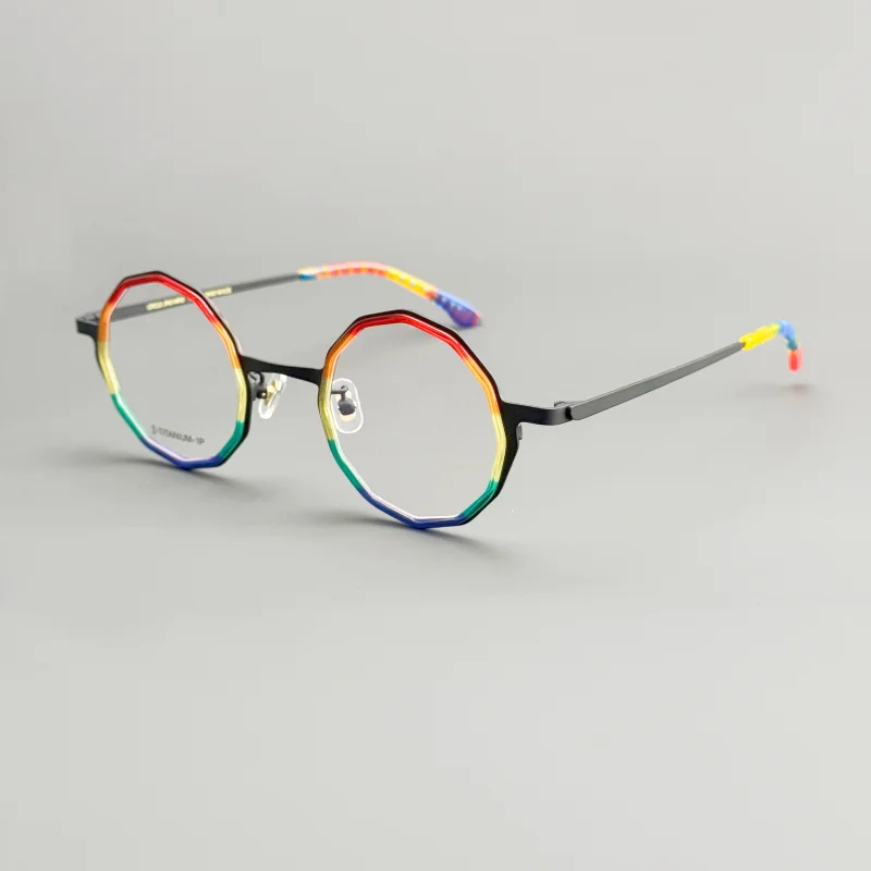 

Сверхлегкие многоцветные персонализированные модные оправы для очков в стиле ретро многоугольной формы и оптическими линзами по рецепту.