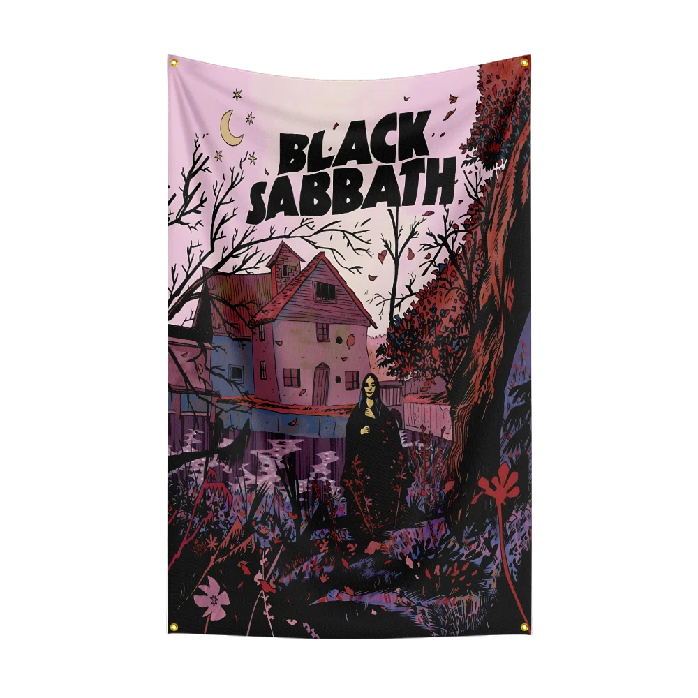 B-Bla-ck S-Sa-bb-aths Band  Polyester Banner Tapestry for club  Garage Decor Concert Flag fan collection
