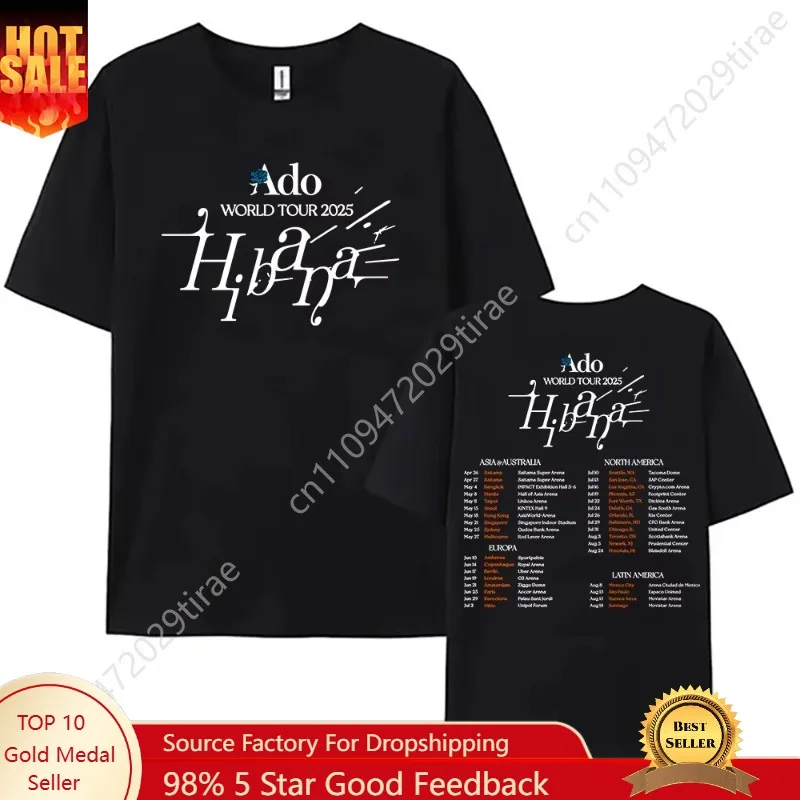 Hot Sale Ado WORLD TOUR 2025 Hibana Tshirt Cotton Short Sleeve T-shirt Japan Style Fashion Print Clothing Women Men Summer Tee