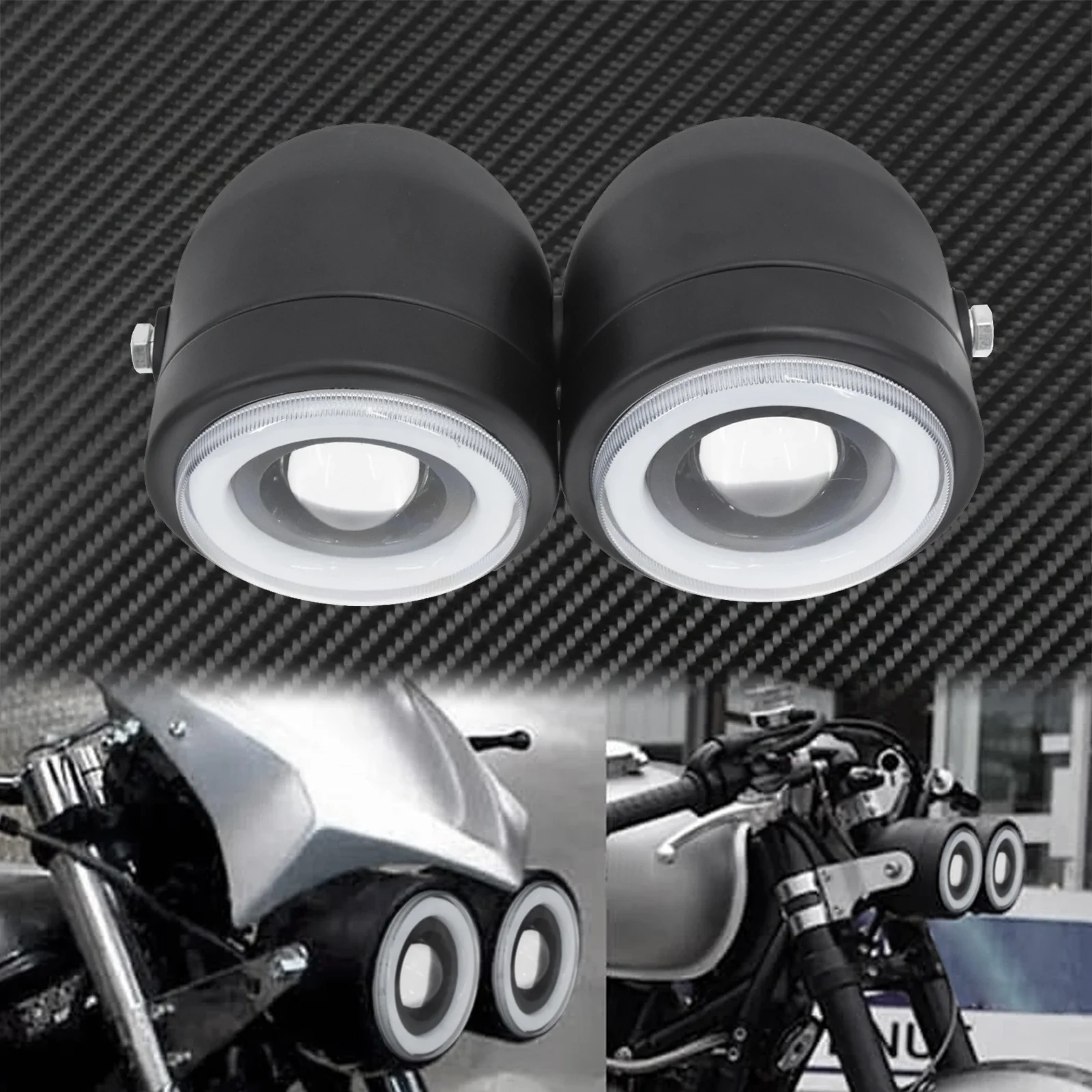 Faro doble para motocicleta, lámpara de Ojos de Ángel ámbar doble, faro para Harley Softail 86-13 Dyna Fat Boy FLSTF para Suzuki DR