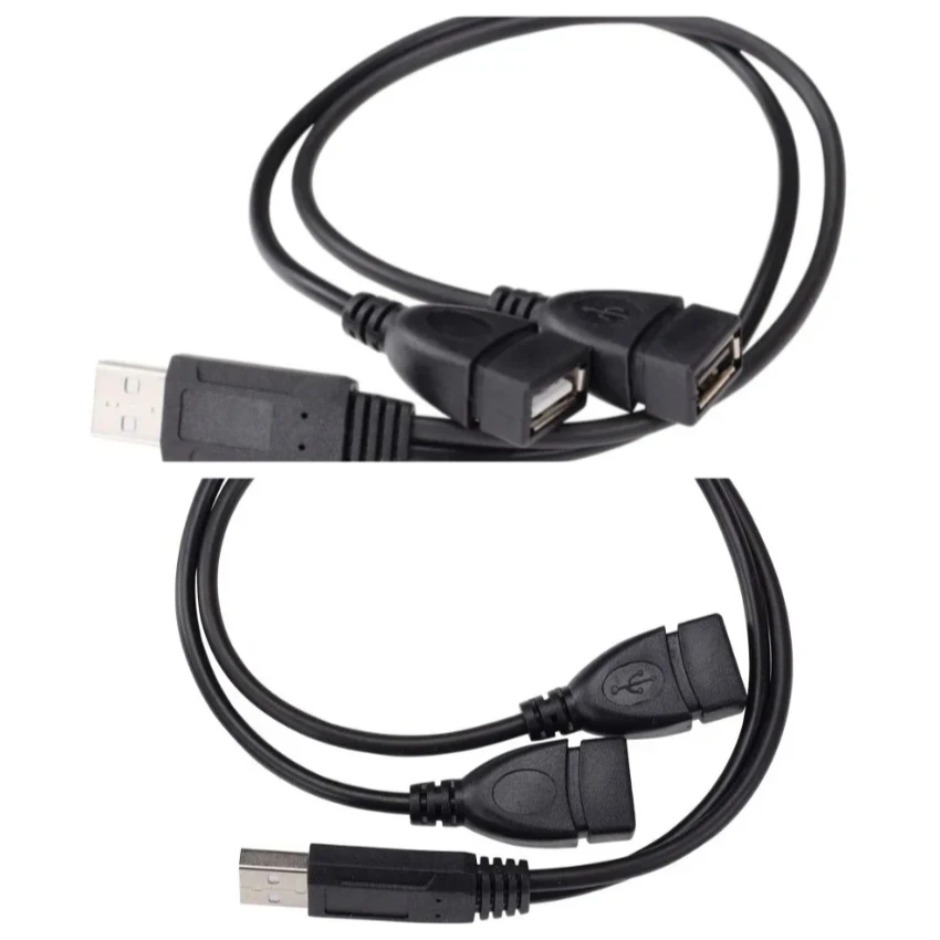 

200 шт. удлинительный кабель USB2.0, USB-разветвитель, Y-адаптер, провод 1 штекер на 2 женских кабеля для синхронизации данных, зарядный шнур для ноутбука, ПК, жесткого диска
