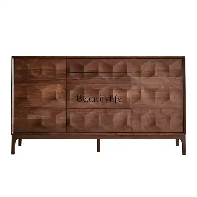 

Side Cabinet Solid Wood Modern North American Black Walnut Restaurant Locker Retro Style