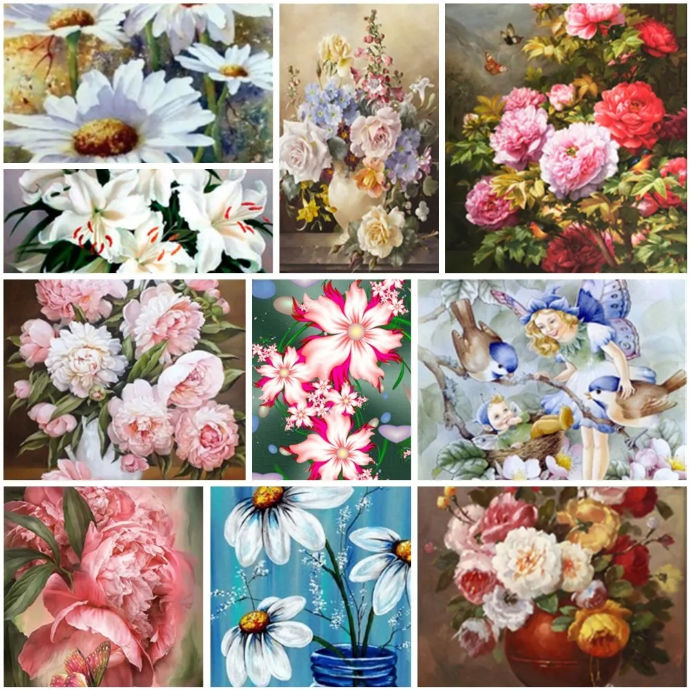 大人のための花の風景の絵,アクリル番号,DIYアート,ウォールアート,卸売