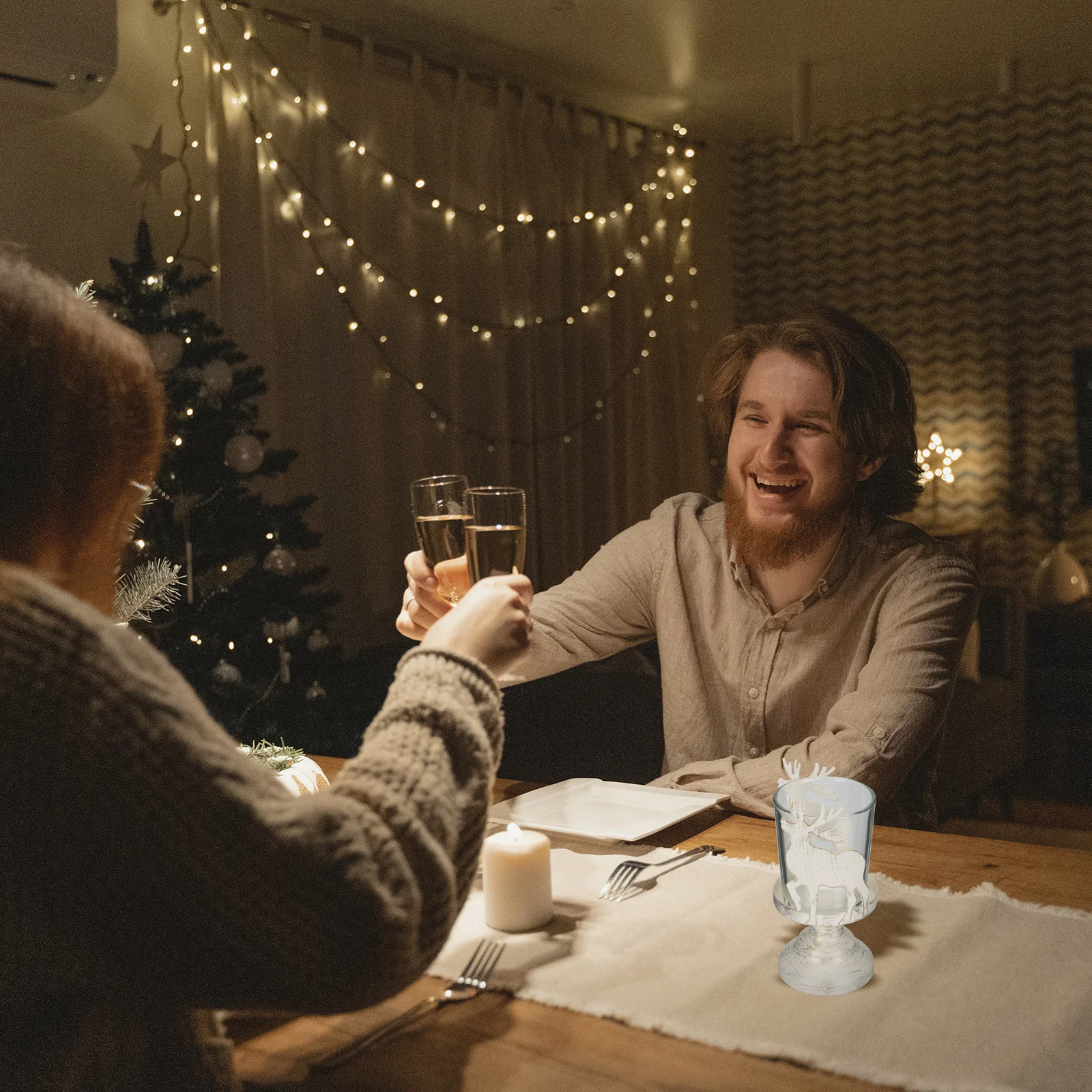 

Exquisite Christmas Metal Holder Retro Style Frosted Surface Decor for Home Office Xmas Party Gift Stand