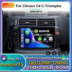 2 Din Android 15 Car Radio For Citroen C4 C-Triomphe Quatre 2004-2014 Multimedia Video Player GPS Carplay Auto Stereo Head Unit