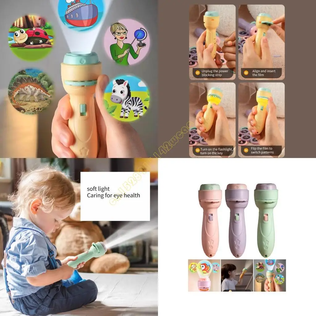 Discos giratorios del proyector linterna aprendizaje para niños 48 imágenes dibujos animados Educational Dxad