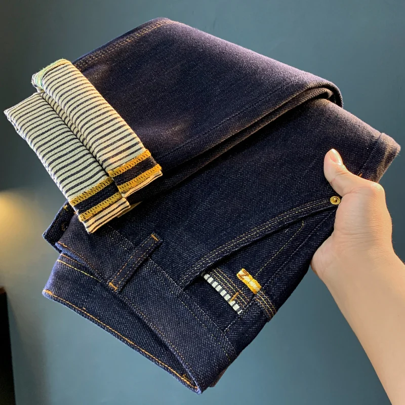 جينز خفيف فاخر لخريف 2025 موضة جديدة تناسب أنبوب مستقيم صغير متعدد الاستخدامات سراويل رجالية مرنة غير رسمية موضة Ver