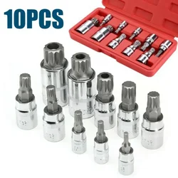 10pcs Set XZN 12 Point Spline Bit Socket  S2 Steel 4-18mm Auto Car Anti-Rust Ratchets Wrench Hand Tools High Hardness