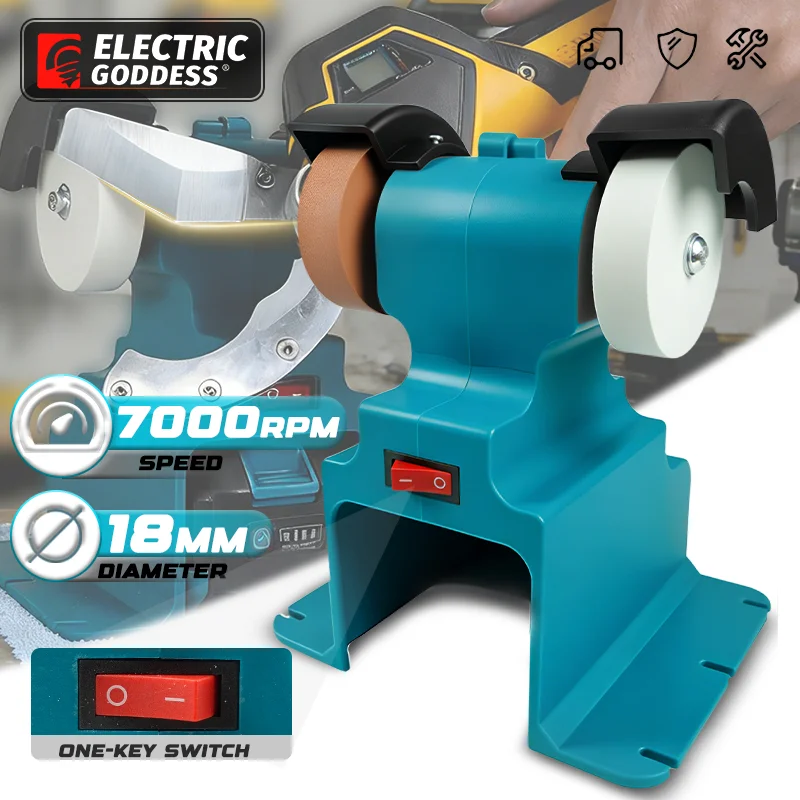 Electric Goddess 200W Cordless Electric Bench Grinder For Makita 18V Battery Pin ﻿Double Grinder Polishing Grinding Stone Knife