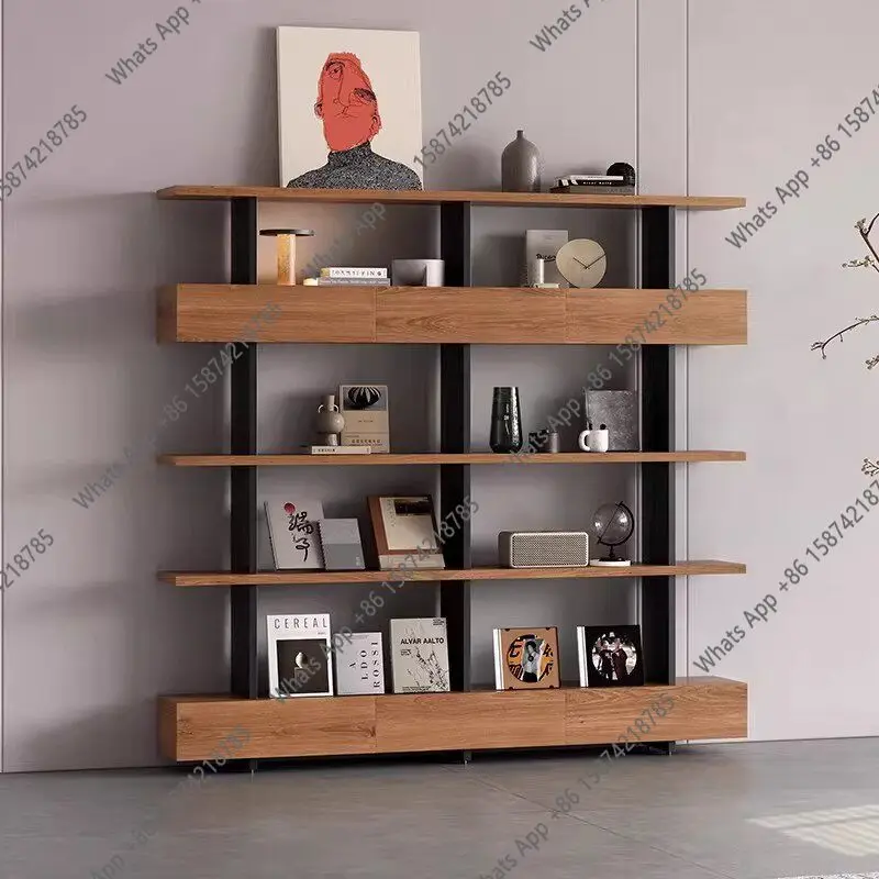 

solid wood bookshelf bookcase, office integrated shelf, living room floor-to-ceiling multi-storey display display reading shelf