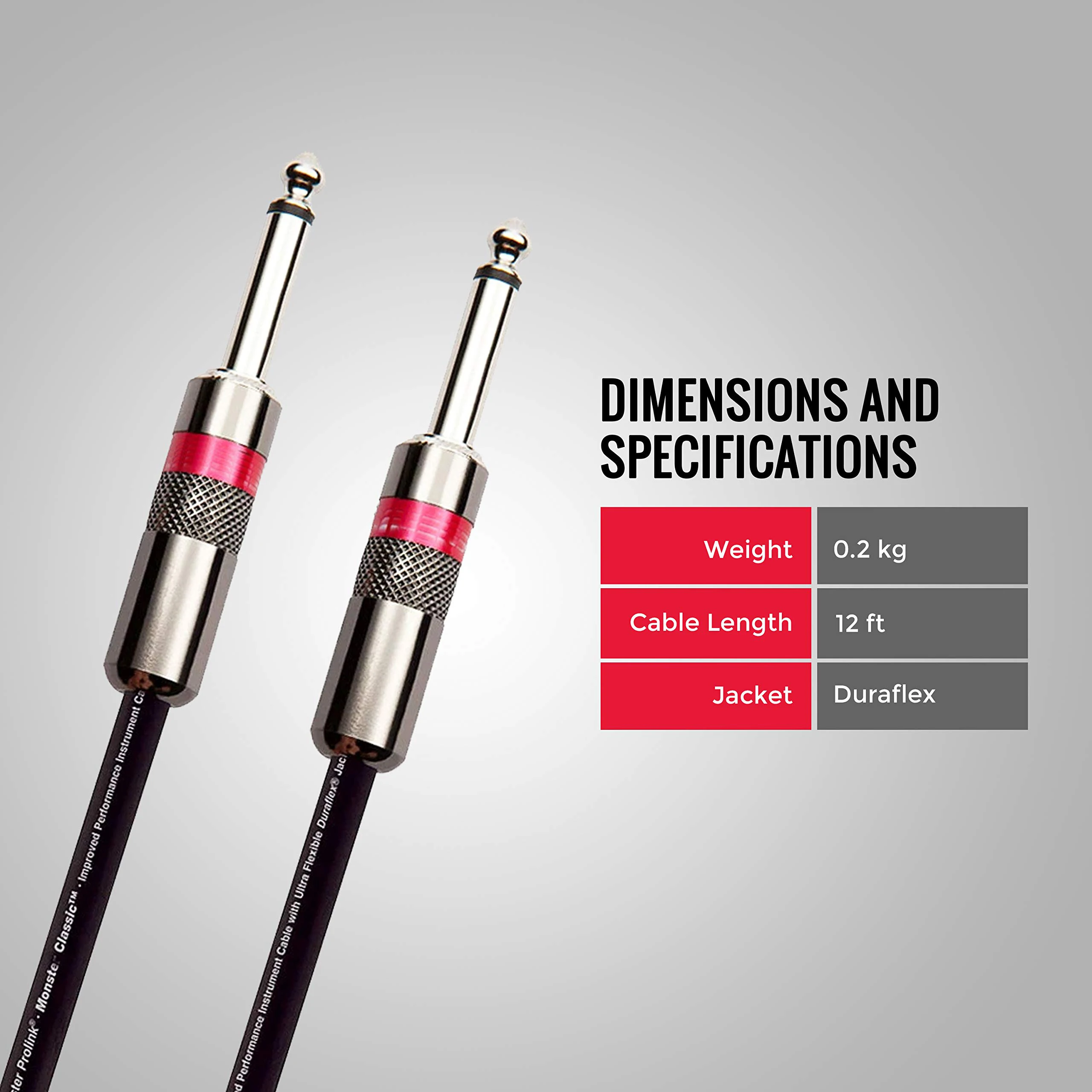 Customization USA PROLINK MONSTER CLASSIC PRO AUDIO SPEAKER CABLE 1/4 Inch Plug Guitar Amplifier Head To It's Speaker Cabine